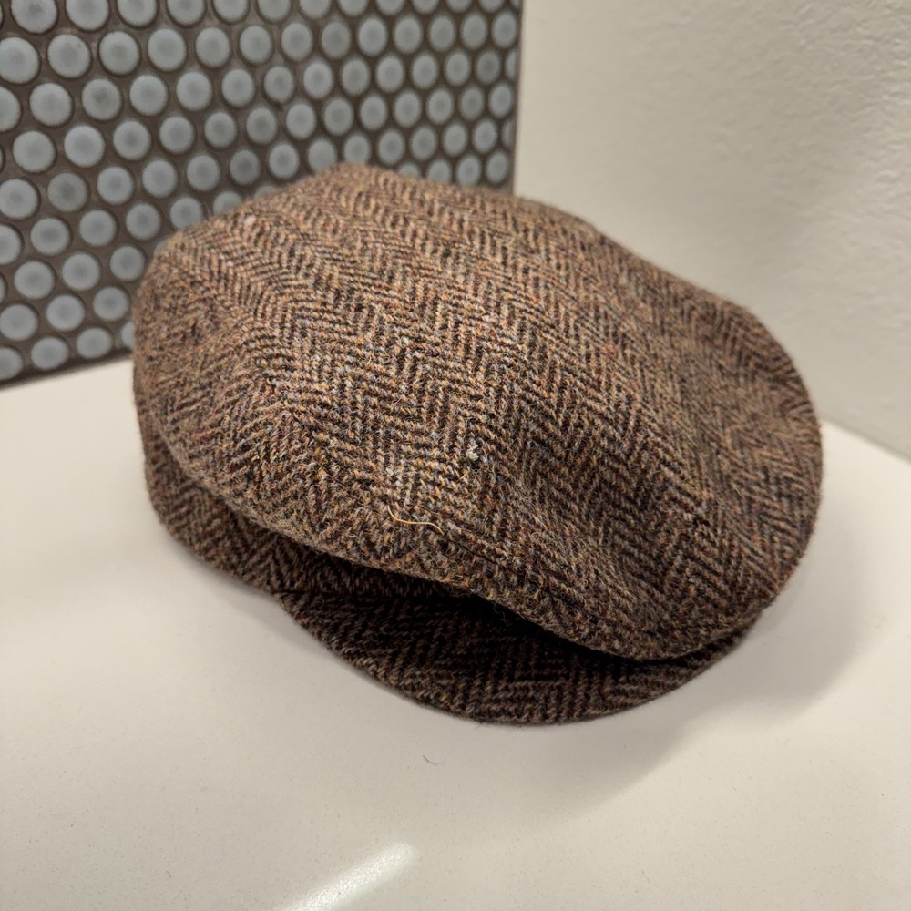 Harris Tweed‎ Hat Cap Irish Vintage Flat Donegal Wool Tweed Hand Made Scotland